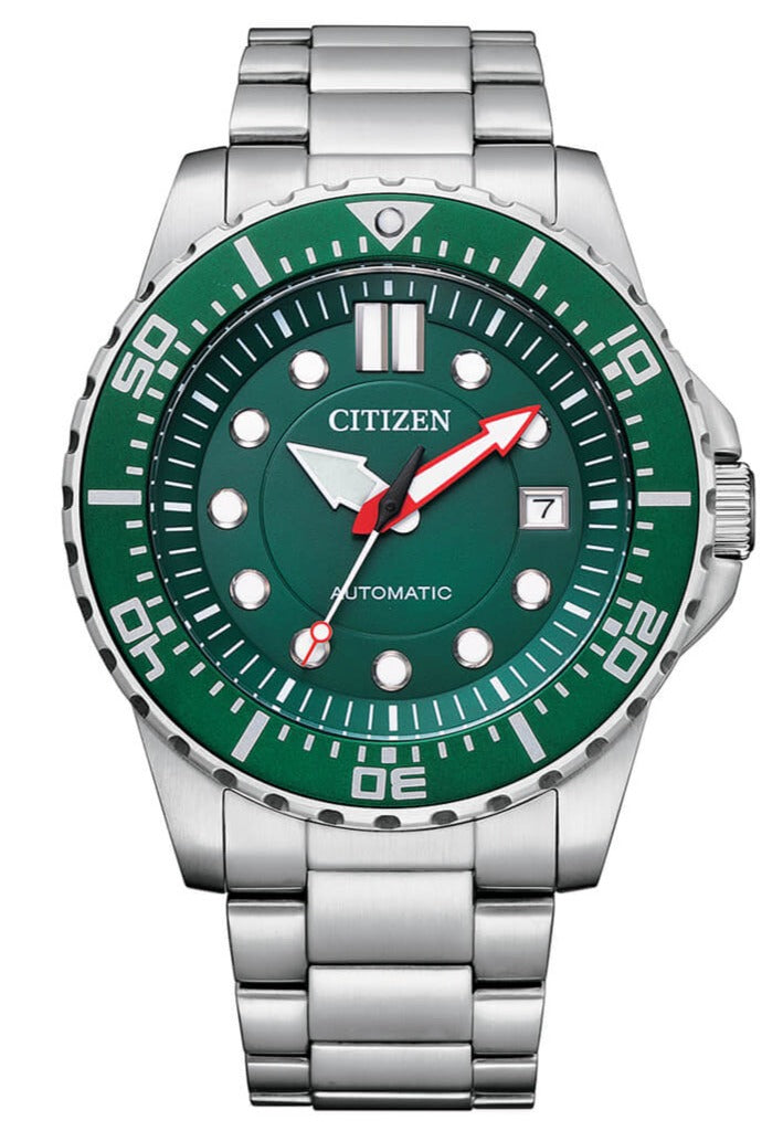Citizen Promaster Mechanical Green Dial Silver Steel Strap Watch For M