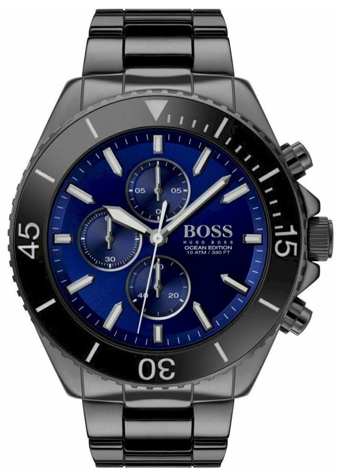 Hugo Boss Ocean Edition Chronograph Navy Blue Dial Black Steel Strap W