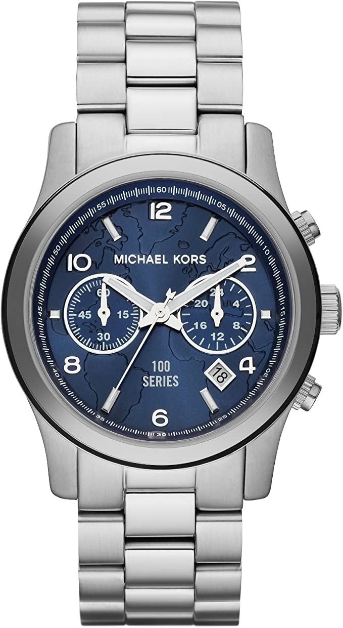 MICHAEL KORS WATCH HUNGER STOP 100シリーズ Michael Kors Hunger Stop 100 Series Navy Blue Dial Silver Steel Strap