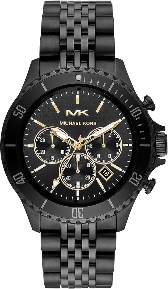 Michael Kors Bayville Chronograph Black Dial Black Steel Strap Watch F