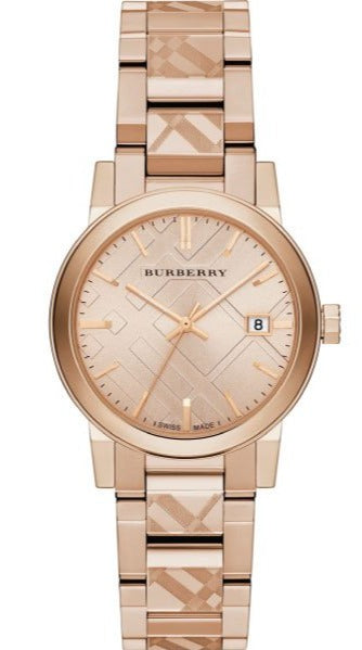 Burberry The City Rose Gold Dial Rose Gold Steel Strap Watch for Women
