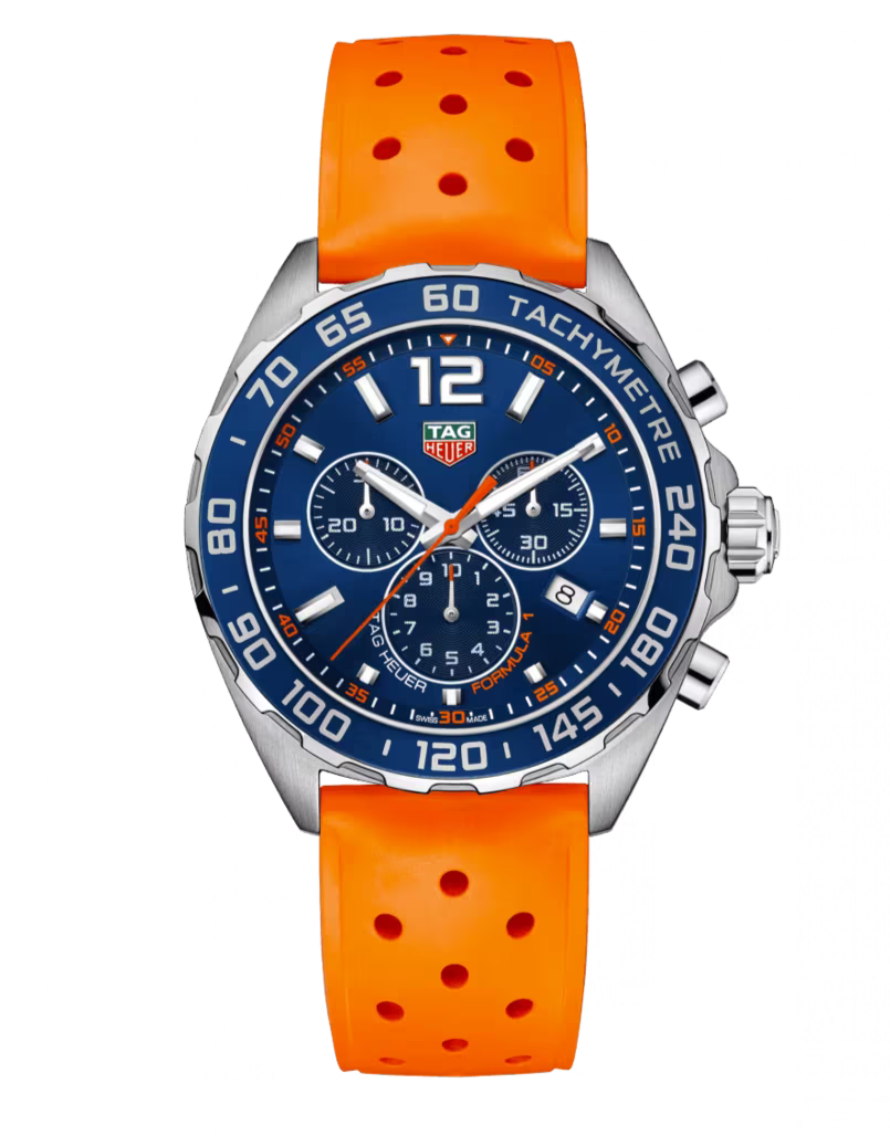 Tag Heuer Formula 1 Quartz Chronograph Blue Dial Orange Rubber Strap W