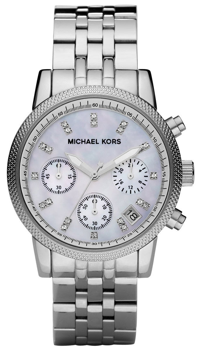 Michael Kors Ritz White Dial Silver Stainless Steel Strap Watch for Wo