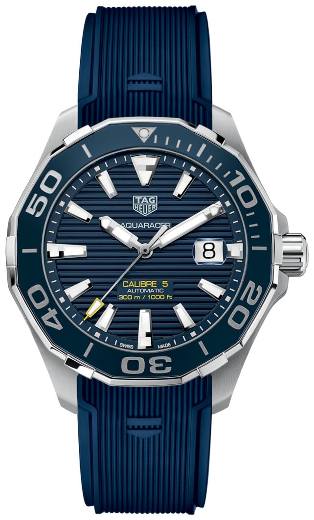 TAG Heuer Aquaracer Calibre 5 自動巻き Tag Heuer Aquaracer Calibre 5 Automatic Blue Dial Blue Rubber Strap Wa