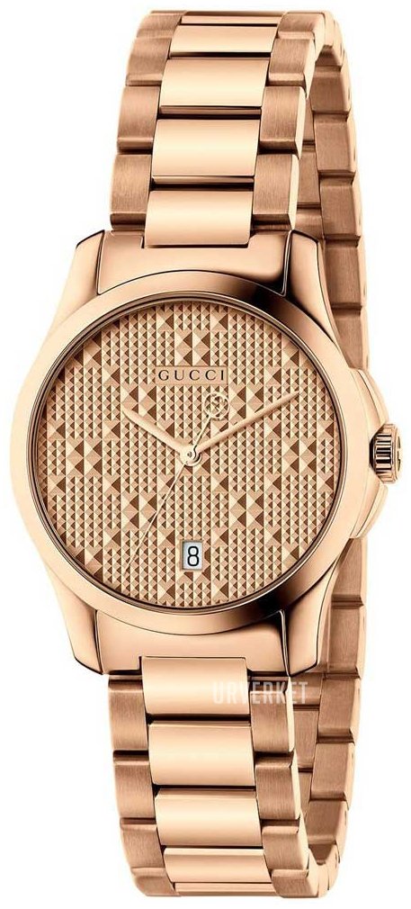 Gucci G Timeless Quartz Rose Gold Dial Rose Gold Steel Strap Watch For