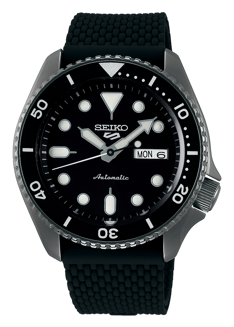 Seiko 5 Sports SKX Series Automatic Black Dial Black Silicone Strap Wa