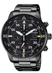 Citizen Sports Eco Drive Black Dial Black Steel Strap Watch For Men - CA0695-84E