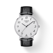 Tissot Everytime Large White Dial Black Leather Strap Watch For Men - T109.610.16.032.00