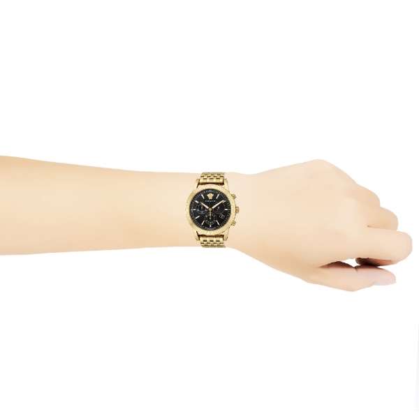 Versace Sport Tech Chronograph Black Dial Gold Steel Strap Watch for Men - VELT00419