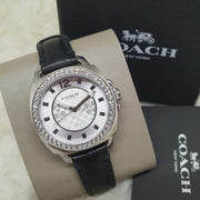 Coach Boyfriend Silver Dial Black Leather Strap Watch for Women - 14503152
