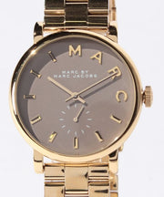 Marc Jacobs Baker Grey Dial Gold Steel Strap Watch for Women - MBM3281