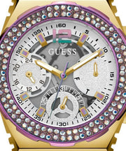 Guess Fusion Chronograph White Dial White Leather Strap Watch For Women - GW0553L2