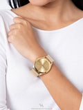 Michael Kors Slim Runway Quartz Gold Dial Gold Mesh Bracelet Watch For Women - MK8625