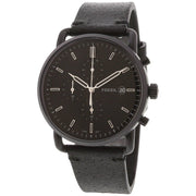 Fossil Commuter Black Dial Black Leather Strap Watch for for Men - FS5504