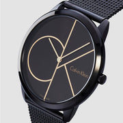 Calvin Klein Minimal Black Dial Black Mesh Bracelet Watch for Women - K3M224X1
