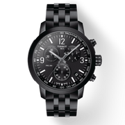 Tissot PRC 200 Chronograph Black Dial Black Steel Strap Watch For Men - T114.417.33.057.00