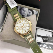 Guess Interpid 2 Golden Dial Two Tone Silicon Strap Watch For Women - W0325L5