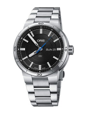 Oris TT1 Day Date Black Dial Silver Steel Strap Watch for Men - 0173577524154-0782408