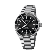 Oris Aquis Date Black Dial Silver Steel Strap Watch for Men - 0173377304134-0782405PEB
