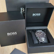 Hugo Boss Hero Chronograph Black Dial Black Steel Strap Watch for Men - 1513754