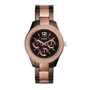 Fossil Stella Multifunction Brown Dial Two Tone Steel Strap Watch for Women - ES4079