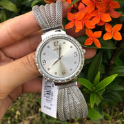 Guess Chiffon Silver Dial Silver Mesh Bracelet Watch For Women - W1083L1