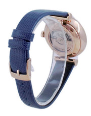 Emporio Armani Meccanico Gianni T-Bar Silver Dial Blue Leather Strap Watch For Women - AR60020