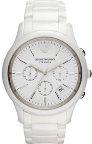 Emporio Armani Ceramica Chronograph White Dial White Strap Watch For Men - AR1453
