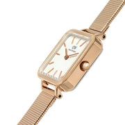 Daniel Wellington Quadro Studio White Dial Rose Gold Mesh Strap Watch For Women - DW00100517
