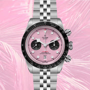 Tudor Black Bay Chrono Pink Dial Silver Steel Strap Watch for Men - M79360N-0019