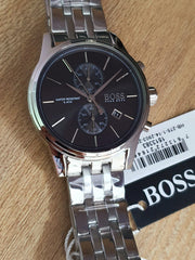 Hugo Boss Jet Chronograph Black Dial Silver Steel Strap Watch for Men - 1513383