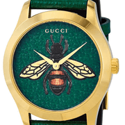 Gucci G Timeless Bee Green Dial Green Leather Strap Watch For Women - YA1264065