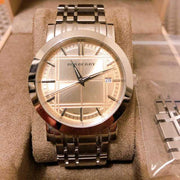 Burberry Heritage Collection Rose Gold Dial Silver Steel Strap Watch for Men - BU1352