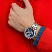 Emporio Armani Meccanico Automatic Blue Dial Silver Steel Strap Watch For Men - AR60052