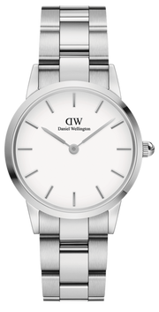 Daniel Wellington Iconic Link White Dial Silver Steel Strap Watch for Women - DW00100203