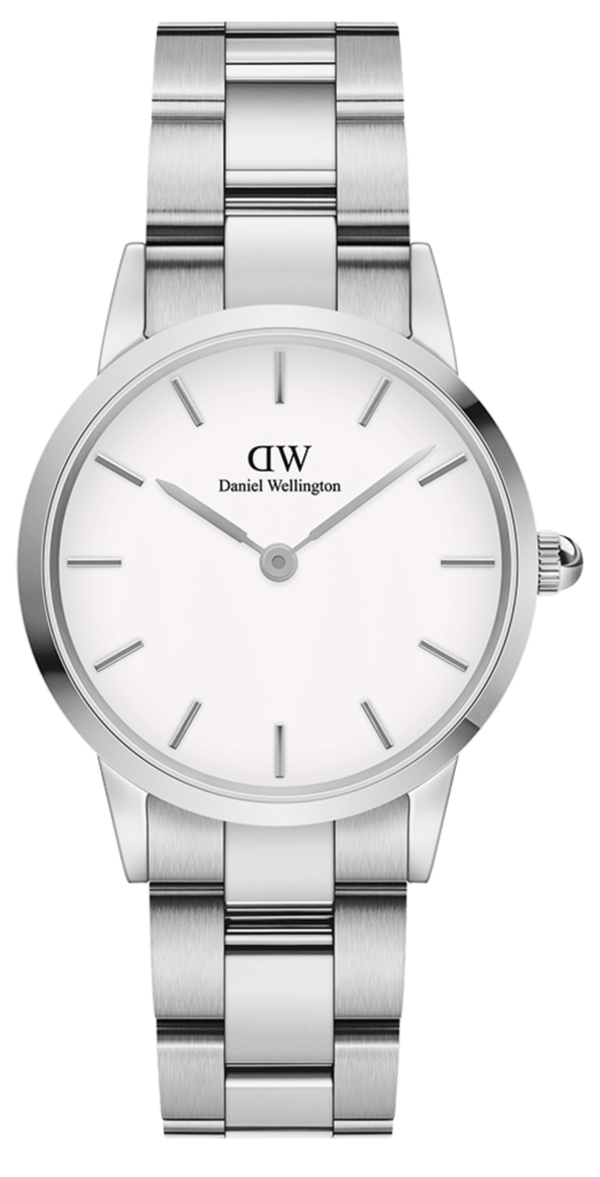 Daniel Wellington Iconic Link White Dial Silver Steel Strap Watch for Women - DW00100203