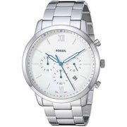 Fossil Neutra Chronograph White Dial Silver Steel Strap Watch for Men - FS5433