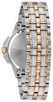 Bulova Octova Crystal Silver Dial Two Tone Steel Strap Watch for Men - 98C133