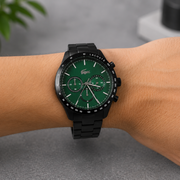 Lacoste Boston Green Dial Black Steel Strap Watch for Men - 2011270
