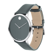 Movado Museum 70th Anniversary Grey Dial Grey Leather Strap Watch For Women - 0607144