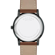 Movado Museum Classic Black Dial Brown Leather Strap Watch for Men - 0607198