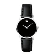 Movado Museum Black Dial Black Leather Strap Watch For Men - 2100002