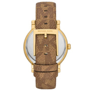 Michael Kors Quartz Gold Dial Brown Leather Strap Watch For Women - MKO1026