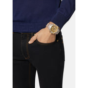 Versace Icon Active Chronograph Gold Dial White Silicone Strap Watch for Men - VEZ700121