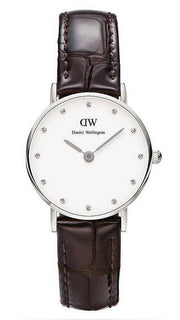 Daniel Wellington York White Dial Brown Leather Strap Watch For Women - DW00100069