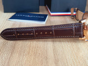 Tommy Hilfiger Aiden Quartz Blue Dial Brown Leather Strap Watch for Men - 1791308