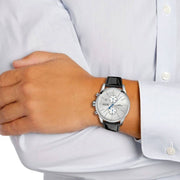 Hugo Boss Jet Chronograph White Dial Black Leather Strap Watch for Men - 1513282