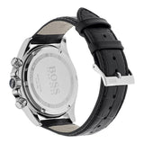 Hugo Boss Ikon Chronograph Black Dial Black Leather Strap Watch for Men - 1513178
