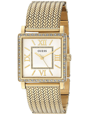 Guess White Dial Gold Mesh Bracelet Watch For Women - W0826L2