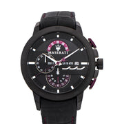 Maserati Ingegno Chronograph Black Dial Black Leather Strap Watch For Men - R8871619003